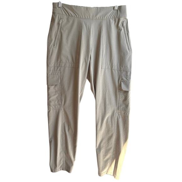 Athleta Chelsea Cargo Travel Pant Tan Khaki Pull On Elastic Waist Size 8 - Picture 1 of 10